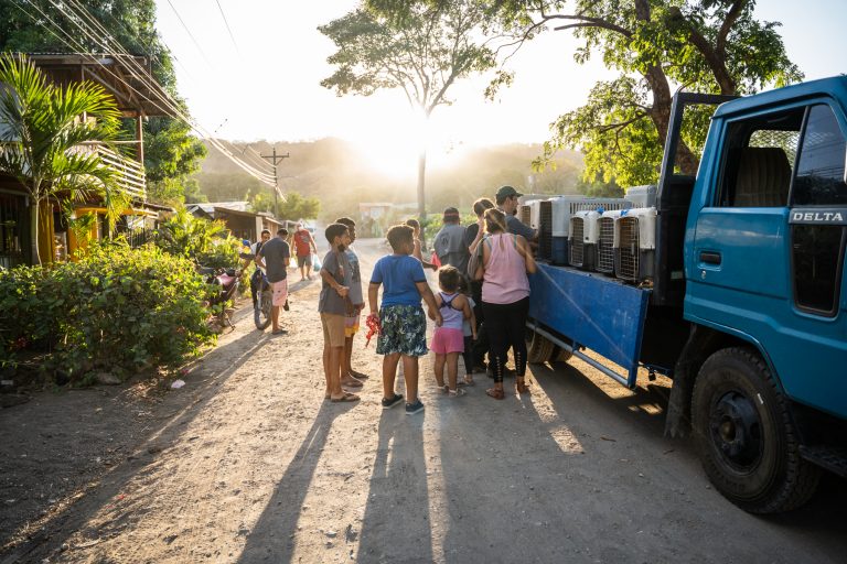Neutering campaigns in a small village in Guanacaste, Costa Rica. Animals, cats and dogs, are brought by their owners to a collection point and transported by the organisations to the veterinary clinic with a small truck.