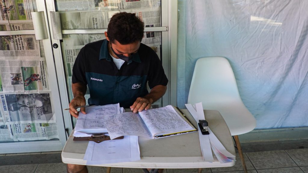 The owners leave their ID number and a signature for our files, and sign the authorization form for the sterilization.